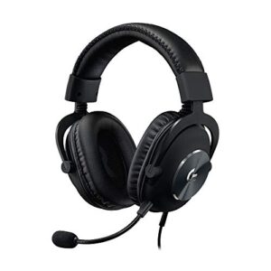 Logitech G Pro X Wired Gaming Headset: Blue VO!CE Detachable Boom Mic, DTS 7.1, 50 mm Drivers, USB/3.5mm Aux, Spare Memory Foam Ear Pads, USB DAC & Bag Included, for PC, Xbox, PS5, PS4 – Black