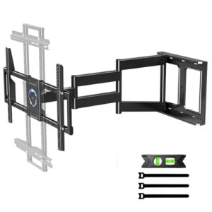 Long Arm TV Wall Mount with 180 Degrees Swivel and Level Adjustment, TV Bracket Screen with Rotates 90 Degrees for TVs 32-75 Inches, Heavy-Duty Design Hold up 132LBS,Max VESA 600x400mm