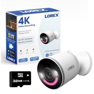 Lorex 4K Spotlight Indoor/Outdoor Wi-Fi 6 Security Camera with Smart Security Lighting, Person, Vehicle, Animal and Package Detection, 2-Way Talk, Quick Response, Lorex Fusion