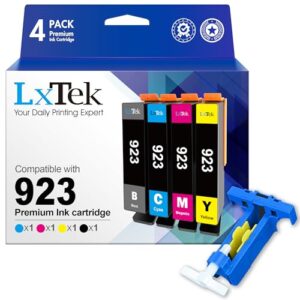 LxTek 923 Ink Cartridges Combo Pack Without Chip Replacement for HP Ink 923 923XL 923e for OfficeJet 8120e 8122e 8124e Pro 8135e 8138e 8139e 8130e 8132e (4 Pack Black Cyan Yellow Magenta)