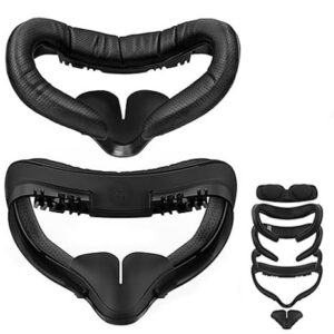 M AMVR Face Pad Compatible with Quest 2 Accessories, Face Pad Foam Replacement, with Fitness Facial Interface, Breathable PU Face Cushion and Lens Protector, Air-Circulation Design (Not for Quest 3)