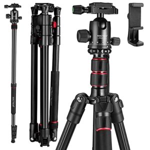 MACTREM 84″ Camera Tripod, DSLR Tripod Heavy Duty for Travel, 360 ° Ball Head Professional Aluminum Tripod & Monopod with Carry Bag Compatible with Canon Nikon Binoculars Laser Telescope, 33lb Load