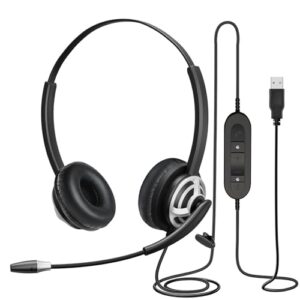 MAIRDI USB Headset With Microphone for Computer, PC, Laptop – Noise Canceling for Teams, Zoom, Office, Call Center, VoIP Phone Calls – Dictation for Dragon Voice Recognition