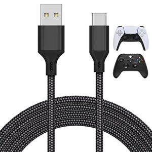 MENEEA 16.4FT Charger Charging Cable for PS5/ PS5 Pro/Xbox Series X/S Controller/for Switch Pro, Replacement USB Charging Cord Nylon Braided Type-C Ports Accessories for PS5/for Xbox Series X, Black