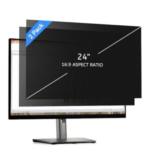 MOBDIK 24 Inch Monitor Computer Privacy Screen Filter for 16:9 Aspect Ratio, Anti Blue Light, Anti Glare & Spy – 2 Pack