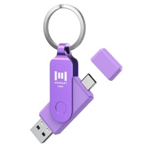 MOSDART 128GB Dual USB C Flash Drive, Speed Up to 150MB/S Type C 3.1 Thumb Drive with Keychain and LED Indicator, exFAT Memory Stick for iPhone 15 and 16, iPad, Android Phone, Tablet, Laptop, Purple