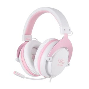 MPOWER Stereo Gaming Headset for PS4, PC, Mobile, Noise Cancelling Over Ear Headphones with Retractable Flexible Mic & Soft Memory Earmuffs for Laptop Mac Games-Angel Edition