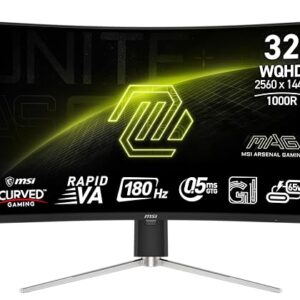 MSI MAG 325CQRF QD E2 31.5-inch 2560 x 1440 (QHD) Computer Monitor, 180Hz, Adaptive-Synch, HDMI, DP Port, VESA Mountable, Tilt, Speaker, 0.5ms, Black