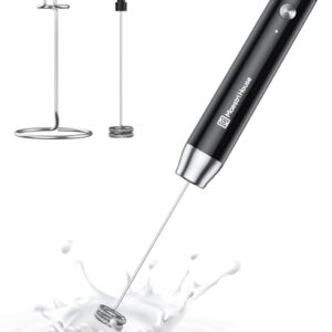 Maestri House Rechargeable Milk Frother with Stand, LunaFro Handheld Electric Foam Maker Waterproof Detachable Stainless Steel Whisk Drink Mixer Foamer for Lattes, Cappuccino