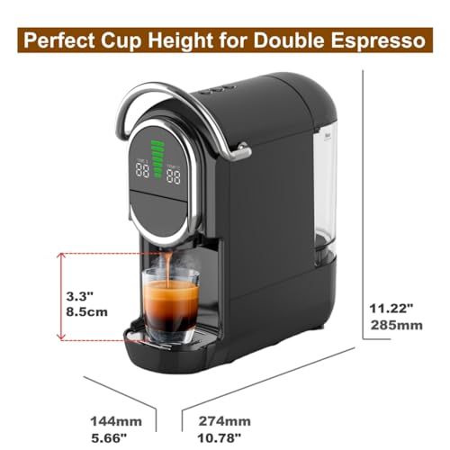 Magician1 Mini Espresso Machine for Nespresso Original, Dolce Gusto, Lavazza Blue, ESE Pods, 19-Bar Coffee Machine for Ground Coffee, Coffee Maker with adjustable Temp & Cup Size, 21oz Reservoir - Image 3