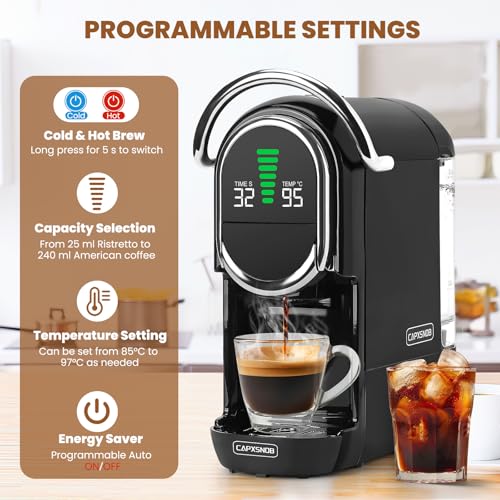 Magician1 Mini Espresso Machine for Nespresso Original, Dolce Gusto, Lavazza Blue, ESE Pods, 19-Bar Coffee Machine for Ground Coffee, Coffee Maker with adjustable Temp & Cup Size, 21oz Reservoir - Image 7