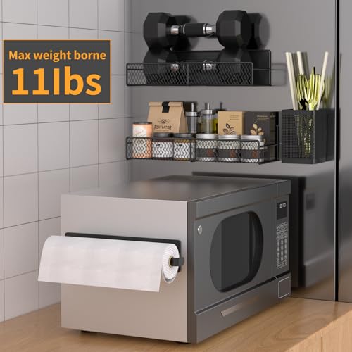 Magnetic Spice Rack for Refrigerator, 6 Pack 100% Metal Strong Magnet Shelf Black, Space Saving Spice Organizer, Home Kitchen Laundry Room Storage Organization W/ Paper Towel Holder, Utensils Racks - Image 5