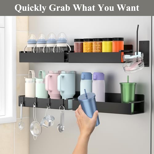 Magnetic Water Bottle Holder for Refrigerator, Cup Holder Organizer for Stanley and Tumbler for Kitchen, Black - Image 6