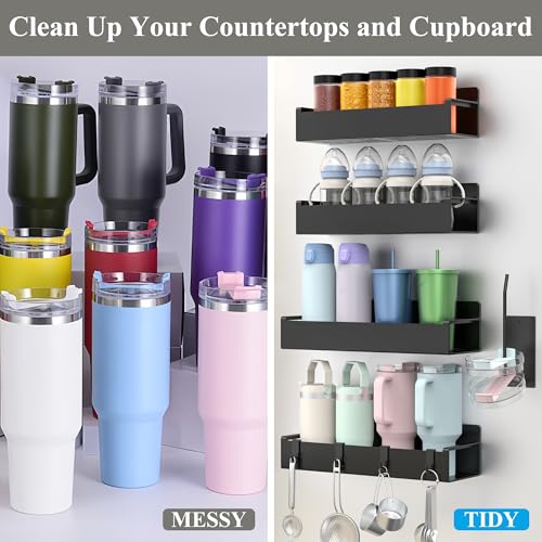 Magnetic Water Bottle Holder for Refrigerator, Cup Holder Organizer for Stanley and Tumbler for Kitchen, Black - Image 7