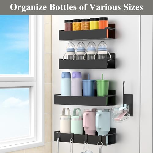 Magnetic Water Bottle Holder for Refrigerator, Cup Holder Organizer for Stanley and Tumbler for Kitchen, Black - Image 8
