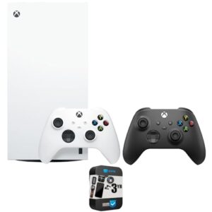 Microsoft EP2-00692 Xbox Series X 1TB All-Digital Console (Disc-Free Gaming) – Robot White with Dual Controller (Robot White & Carbon Black) Bundle with 3 YR CPS Enhanced Protection Pack