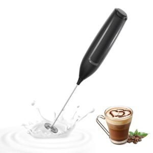 Milk Frother Handheld Battery, Electric Foam Maker Frother Wand, Drink Mixer with Stainless Steel Whisk for Coffee, Matcha, Lattes, Cappuccino Black