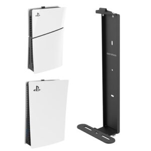 Monzlteck Wall Mount for PS5 Slim/PS5 Pro -Steel Mount Wall Holder Bracket for PS5 Original and PS5 Slim/Pro(Digital and Disc),Sturdy and Not Fall Off,+1Controller Holder