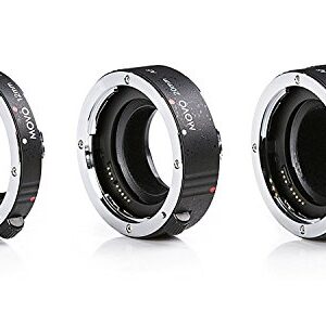 Movo MT-S68 3-Piece AF Chrome Macro Extension Tube Set for Sony Alpha DSLR Camera, A-Mount Lens System with 12mm, 20mm, 36mm Tubes