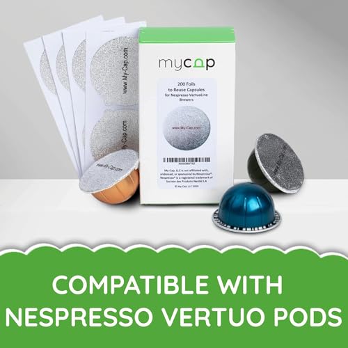 My-Cap 200 Foil Seals for Nespresso Vertuo Pods - Foil Lids to Reuse Nespresso VertuoLine Capsules - Aluminum Lids Seals Foil - Reuse your Nespresso Coffee Capsules (Pack of 200) - Image 6