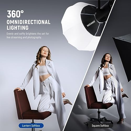 NEEWER 20"/50cm Lantern Softbox, Quick Release 360° Light Diffuser Bowens Mount Softbox with Lightweight Nylon Alloy for RGB CB60 CB60B CB200B MS60B MS60C MS150B Continuous LED Video Lights, NS20L - Image 4