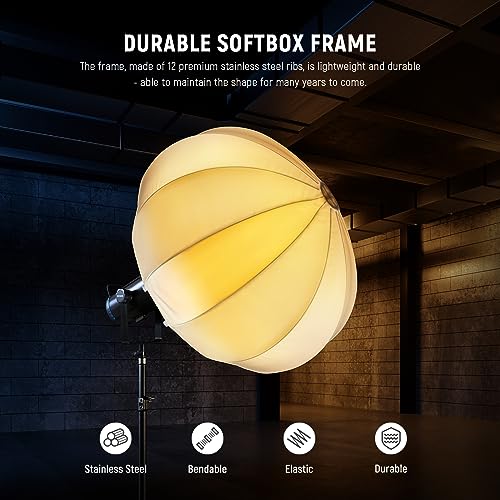 NEEWER 20"/50cm Lantern Softbox, Quick Release 360° Light Diffuser Bowens Mount Softbox with Lightweight Nylon Alloy for RGB CB60 CB60B CB200B MS60B MS60C MS150B Continuous LED Video Lights, NS20L - Image 5