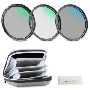 NEEWER 49mm UV/CPL/ND Lens Filter Kit with Hard Shell Storage Case, Multicoated Optical Glass & Aluminum Alloy Frame, UV + Circular Polarizer (CPL) + Neutral Density (ND4) Filter for Camera Lens