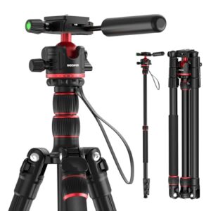 NEEWER 77″ Camera Tripod Monopod with 360° Ball Head & Arca Type QR Plate, Compact Aluminum Lightweight Travel DSLR Video Tripod Stand with Reversible Legs & Inverted Central Axis, 13lb Max Load, TP08
