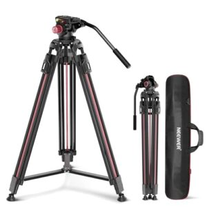 NEEWER 79″/2m Video Camera Tripod with Fluid Head, One Step Quick Release Aluminum Heavy Duty Tripod Stand with QR Plate Compatible with Canon Nikon Sony DSLR Camera Camcorder, Max Load 17.6lb, LL38