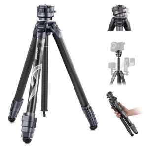 NEEWER LITETRIP LT32 62″ Travel Tripod Carbon Fiber with ±15° Leveling 360° Panorama Head, Detachable Center Axis, Fast Flip Buckle, Arca QR Plate Compatible with Peak Design Capture V3, (Former TP62)