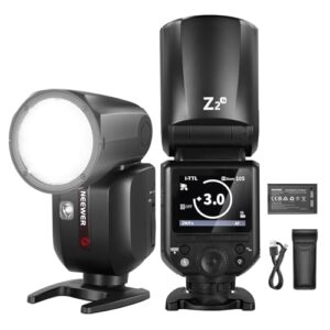 NEEWER Z2-N 2.4G TTL Round Head Flash Speedlite Compatible with Nikon, 76Ws 1/8000s HSS Flash with Upgraded UI, 2 Modeling Lamps, TTL/M Quick TCM Switch, 7.2V/3000mAh Battery, 600 Full Power Flash