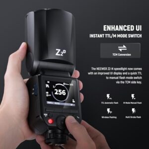 NEEWER Z2-N 2.4G TTL Round Head Flash Speedlite Compatible with Nikon, 76Ws 1/8000s HSS Flash with Upgraded UI, 2 Modeling Lamps, TTL/M Quick TCM Switch, 7.2V/3000mAh Battery, 600 Full Power Flash