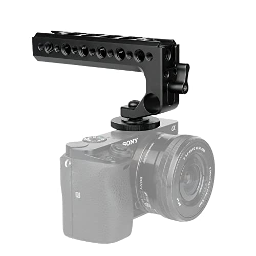 NICEYRIG Hot Shoe Top Handle Grip DSLR Camera Handgrip with 15mm Rod Clamp, Cold Shoe Mounts Applicable for Panasonic Lumix GH5/G9/G95/G85, Sony A6600/A6100/A6400/A6500-192 - Image 3