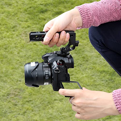 NICEYRIG Hot Shoe Top Handle Grip DSLR Camera Handgrip with 15mm Rod Clamp, Cold Shoe Mounts Applicable for Panasonic Lumix GH5/G9/G95/G85, Sony A6600/A6100/A6400/A6500-192 - Image 6