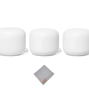 Nest WiFi Router and 2 Points – WiFi Extender with Smart Speaker – Works with Google WiFi (3 Pack) White