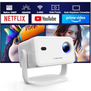 [Netflix Licensed] 4K Projector with Wifi and Bluetooth, Built-in Android 13, Smart 1080P Projector, Auto Focus&Auto Keystone Correction with Voice Control Movie Projector for HomeTheater/Outdoor
