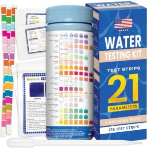 New 21 in 1 Water Testing Kits for Drinking Water 125 Strips – Home & Well Water Testing Kit for Hardness, Lead, Chlorine, pH & More – Hard Water Test Kit for Tap, Pond, House by Funky Strokes