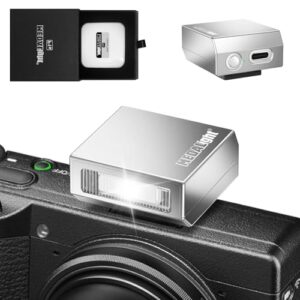 New Aluminum F1s Mini Camera Flash for Ricoh GR3/GR3X/Fuji/Sony ZV1/Nikon/Canon/Olympus/Digital Film Cameras,Portable Hot Shoe Speedlite for DSLR Camera(Silver)