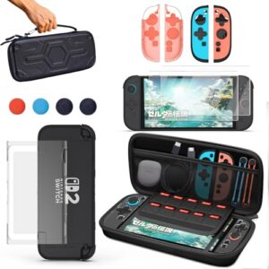 Nintendo Switch 2 Carrying Case, Protective Kits for Switch 2, Portable Switch Travel Carry Case, Protective Carrying Pouch for NS2, Hard Shell Storage Bag with Screen Protector, Dockable Slim Cover