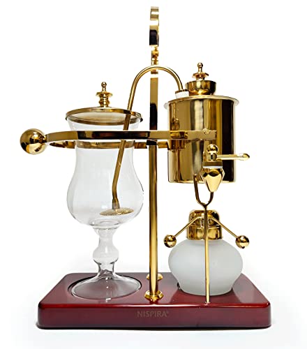 Nispira Belgium Royal Family Balance Syphon Unique Gravity Vintage Coffee Maker Vacuum Brewing System Gold 500 ml - Image 4