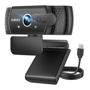 Nulaxy USB Webcam with Microphone, HD 1080p Webcam with Privacy Cover for Laptop PC Desktop, HD Light Correction, Web Camera for Video Calling, Online Classes, Skype, Zoom, FaceTime, Smart TV