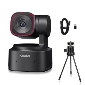 OBSBOT Tiny 2 Lite AI-Powered 4K UHD PTZ Webcam,1/2″ CMOS 4X Digital Zoom AI Auto Tracking with Auto Zoom Gesture Control 2.0, LiveStream for Game/Meeting/Online Educate, W Mini Tripod
