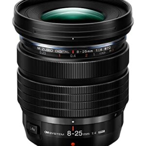 OM SYSTEM Olympus M.Zuiko Digital ED 8-25mm F4.0 PRO for Micro Four Thirds System Camera, Compact Ultra Wide Zoom Lens, Weather Sealed Design, MF Clutch, L-Fn Button