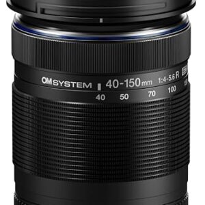 OM System M.Zuiko Digital ED 40-150mm F4.0-5.6 R Lens with High-Speed Imager AF and 30 to 8.2-Degree Angle of View (Black)