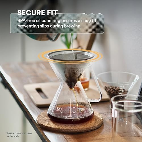 OVALWARE Paperless Stainless Steel Pour Over Coffee Filter – Reusable and Permanent Coffee Cone Dripper for Ovalware, Chemex, Hario and Other Carafes - Image 7