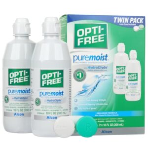 Opti-Free Puremoist Multi-Purpose Contact Lens Cleaning and Disinfecting Solution with Lens Case, 20 Fl Oz (pack of 2- 10oz bottles)