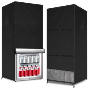 Outdoor Refrigerator Cover Outdoor Dustproof Freezer Covers for Protecting Upright Freezers/Beverage Refrigerator Suitable for Large Cold Rooms (Black, 33″ x 33″ x 67″)
