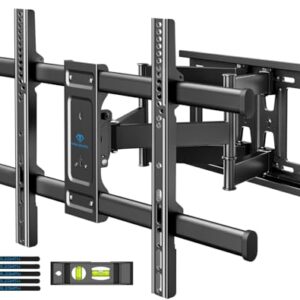PERLESMITH Full Motion TV Wall Mount for Most 37-82 Inch LED, LCD, Flat Curved TVs up to 132lbs VESA 600×400, TV Mount with Dual Articulating Arms with Tilt and Extension, Fits 16inch Studs – PSLFK1