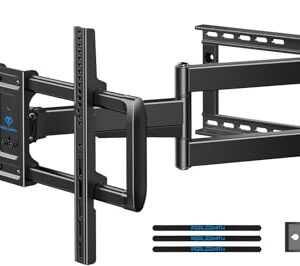 PERLESMITH Long Arm TV Wall Mount Full Motion for 37-75 inch TVs, Corner TV Mount Bracket with 27.36-inch Articulating Long Extension Arm, Swivel&Tilt, Max VESA 600x400mm up to 110lbs, 16″ Wood Stud