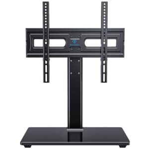 PERLESMITH Universal Swivel TV Stand-Table Top TV Stand for 32-65 inch TV-Height Adjustable TV Base with Heavy-Duty Tempered Glass Base, VESA 400x400mm up to 88lbs, PSTVS17